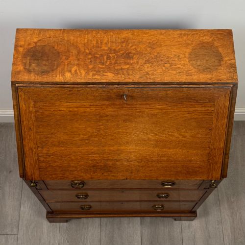ANTIQUE 20TH CENTURY EDWARDIAN BUREAU IN GOLDEN OAK - ADDITIONAL PHOTO 9