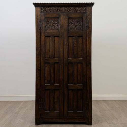 antique 20th century fine quality small oak wardrobe - CATEGORY: ANTIQUE CUPBOARDS - DATED EDWARDIAN