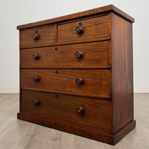 ANTIQUE 19TH CENTURY VICTORIAN MAHOGANY CHEST OF DRAWERS - ADDITIONAL PHOTO 1