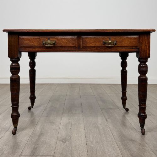antique 20th century edwardian writing table in oak - CATEGORY: ANTIQUE TABLES - DATED EDWARDIAN