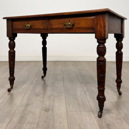 ANTIQUE 20TH CENTURY EDWARDIAN WRITING TABLE IN OAK - ADDITIONAL PHOTO 1