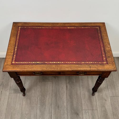 ANTIQUE 20TH CENTURY EDWARDIAN WRITING TABLE IN OAK - ADDITIONAL PHOTO 8