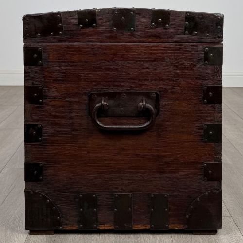 ANTIQUE 19TH CENTURY IRON BOUND VICTORIAN SILVER CHEST IN OAK - ADDITIONAL PHOTO 6