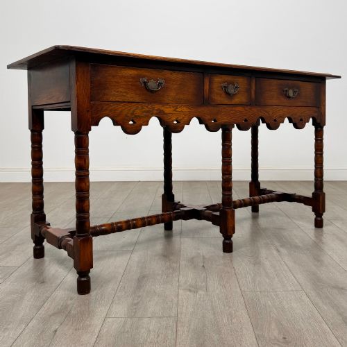 ANTIQUE 20TH CENTURY JACOBEAN STYLE DRESSER BASE IN OAK - ADDITIONAL PHOTO 7