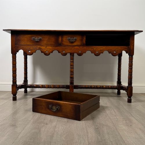 ANTIQUE 20TH CENTURY JACOBEAN STYLE DRESSER BASE IN OAK - ADDITIONAL PHOTO 9