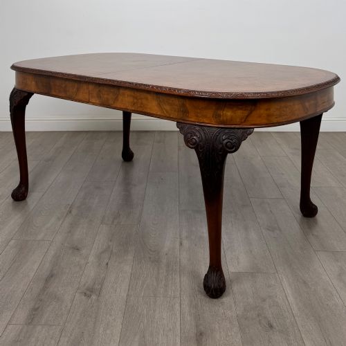 antique 20th century edwardian burr walnut dining table - CATEGORY: ANTIQUE TABLES - DATED EDWARDIAN