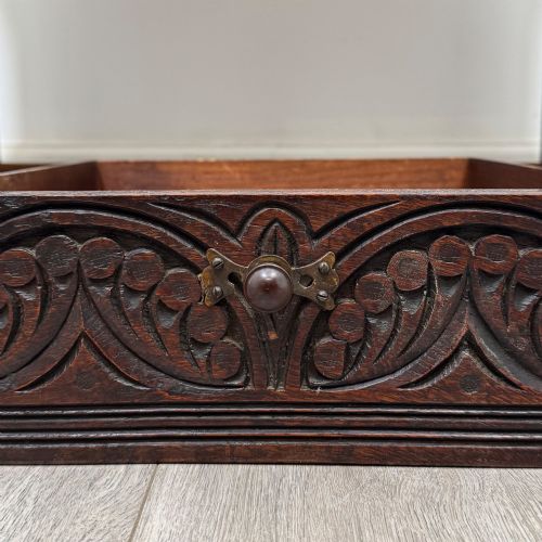 ANTIQUE 19TH CENTURY CARVED VICTORIAN CHEST ON STAND IN OAK - ADDITIONAL PHOTO 11
