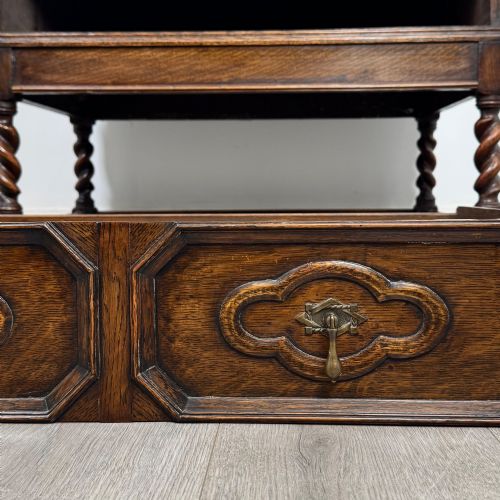 ANTIQUE 20TH CENTURY JACOBEAN STYLE BUREAU IN OAK - ADDITIONAL PHOTO 12