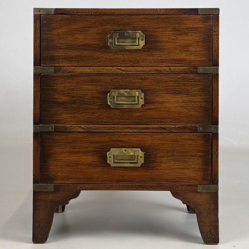 antique 20th century small campaign style chest of drawers - CATEGORY: ANTIQUE CHEST OF DRAWERS - DATED EDWARDIAN