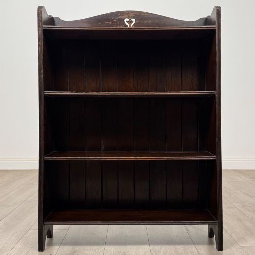 ANTIQUE 20TH CENTURY EDWARDIAN OPEN BOOKCASE IN OAK - ADDITIONAL PHOTO 1