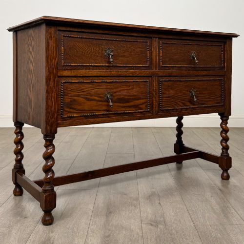 ANTIQUE 20TH CENTURY JACOBEAN STYLE CHEST OF DRAWERS IN OAK - ADDITIONAL PHOTO 7