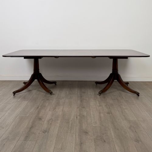 ANTIQUE 20TH CENTURY TWIN PEDESTAL DINING TABLE IN MAHOGANY - ADDITIONAL PHOTO 1