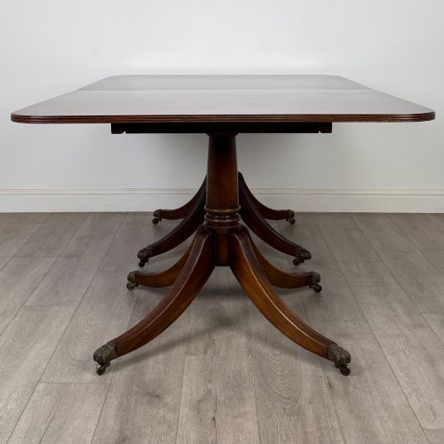 ANTIQUE 20TH CENTURY TWIN PEDESTAL DINING TABLE IN MAHOGANY - ADDITIONAL PHOTO 5
