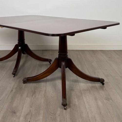 ANTIQUE 20TH CENTURY TWIN PEDESTAL DINING TABLE IN MAHOGANY - ADDITIONAL PHOTO 6