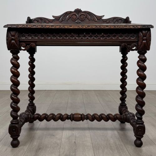 ANTIQUE 19TH CENTURY VICTORIAN CARVED OAK WRITING TABLE