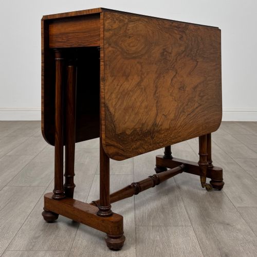 ANTIQUE 19TH CENTURY VICTORIAN SUTHERLAND TABLE IN BURR WALNUT
