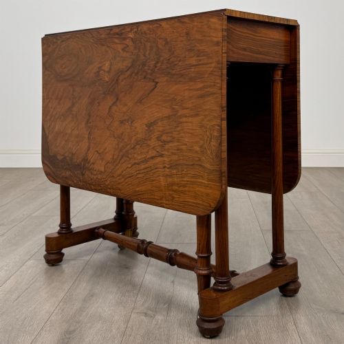 ANTIQUE 19TH CENTURY VICTORIAN SUTHERLAND TABLE IN BURR WALNUT - ADDITIONAL PHOTO 3