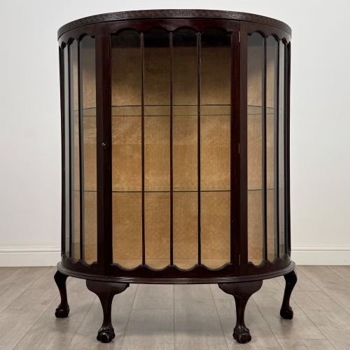 ANTIQUE 20TH CENTURY EDWARDIAN DEMILUNE DISPLAY CABINET