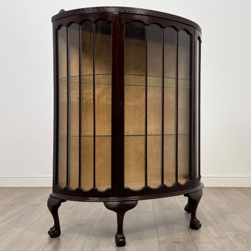ANTIQUE 20TH CENTURY EDWARDIAN DEMILUNE DISPLAY CABINET - ADDITIONAL PHOTO 6