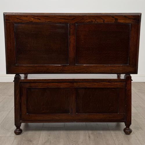 ANTIQUE 20TH CENTURY EDWARDIAN MONKS BENCH IN OAK - ADDITIONAL PHOTO 5