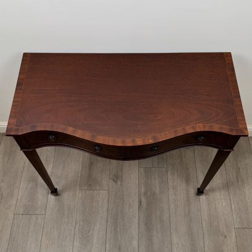 ANTIQUE 20TH CENTURY SERPENTINE WRITING TABLE IN MAHOGANY - ADDITIONAL PHOTO 8
