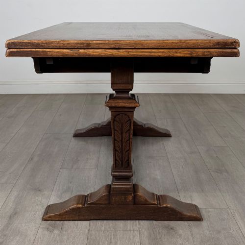 ANTIQUE 20TH CENTURY DRAW LEAF DINING TABLE IN OAK - ADDITIONAL PHOTO 3