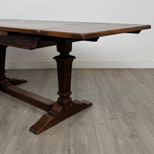 ANTIQUE 20TH CENTURY DRAW LEAF DINING TABLE IN OAK - ADDITIONAL PHOTO 5