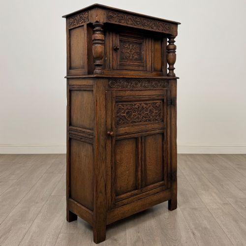 ANTIQUE 20TH CENTURY NARROW COURT CUPBOARD IN OAK - ADDITIONAL PHOTO 8