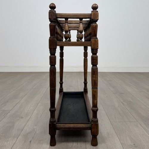 ANTIQUE 20TH CENTURY EDWARDIAN UMBRELLA STAND IN OAK - ADDITIONAL PHOTO 2