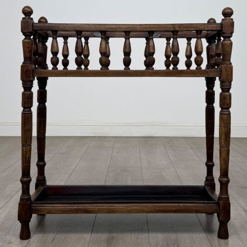 ANTIQUE 20TH CENTURY EDWARDIAN UMBRELLA STAND IN OAK - ADDITIONAL PHOTO 4