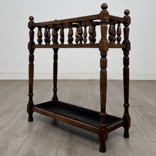 ANTIQUE 20TH CENTURY EDWARDIAN UMBRELLA STAND IN OAK - ADDITIONAL PHOTO 5