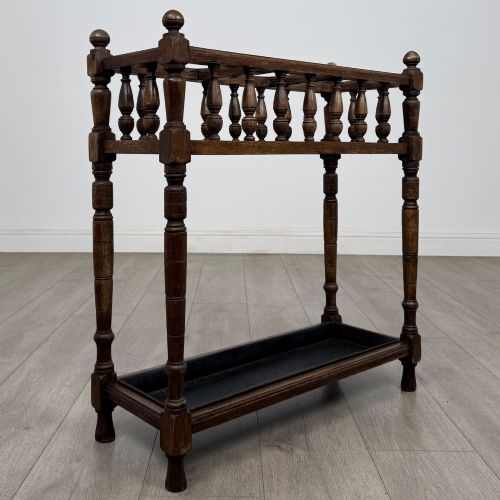 ANTIQUE 20TH CENTURY EDWARDIAN UMBRELLA STAND IN OAK - ADDITIONAL PHOTO 7