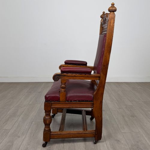 ANTIQUE 20TH CENTURY EDWARDIAN ARMCHAIR IN OAK - ADDITIONAL PHOTO 1