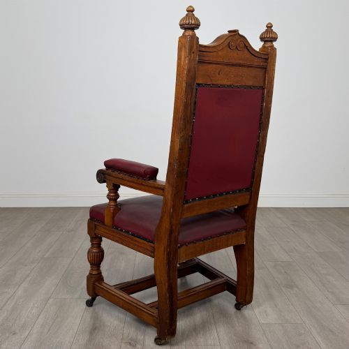 ANTIQUE 20TH CENTURY EDWARDIAN ARMCHAIR IN OAK - ADDITIONAL PHOTO 2