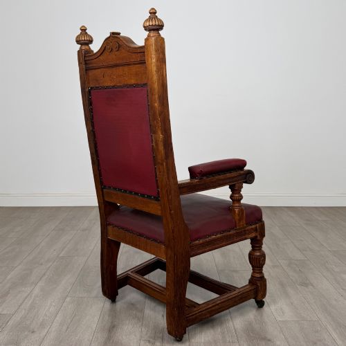 ANTIQUE 20TH CENTURY EDWARDIAN ARMCHAIR IN OAK - ADDITIONAL PHOTO 4