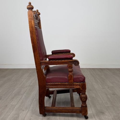 ANTIQUE 20TH CENTURY EDWARDIAN ARMCHAIR IN OAK - ADDITIONAL PHOTO 5