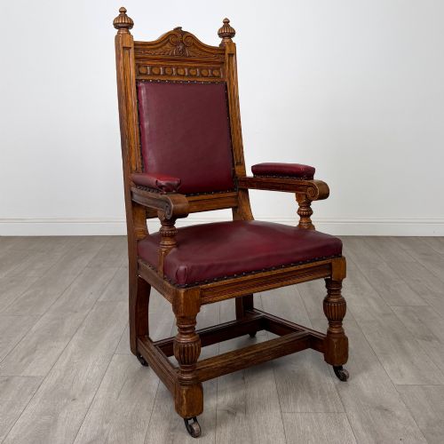 ANTIQUE 20TH CENTURY EDWARDIAN ARMCHAIR IN OAK - ADDITIONAL PHOTO 6