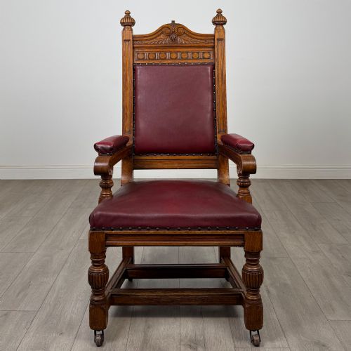 ANTIQUE 20TH CENTURY EDWARDIAN ARMCHAIR IN OAK - ADDITIONAL PHOTO 7