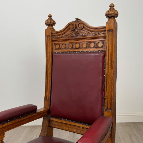 ANTIQUE 20TH CENTURY EDWARDIAN ARMCHAIR IN OAK - ADDITIONAL PHOTO 8