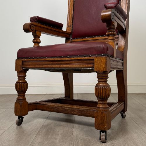 ANTIQUE 20TH CENTURY EDWARDIAN ARMCHAIR IN OAK - ADDITIONAL PHOTO 9