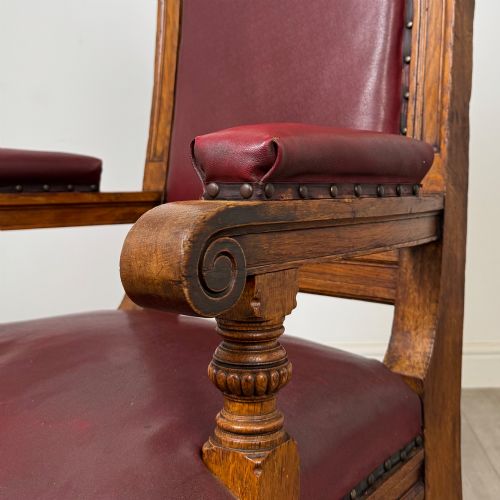 ANTIQUE 20TH CENTURY EDWARDIAN ARMCHAIR IN OAK - ADDITIONAL PHOTO 10
