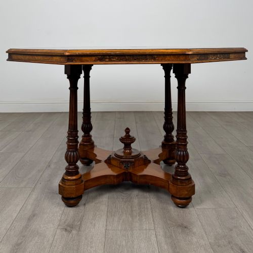 antique 19th century victorian burr walnut centre table - CATEGORY: ANTIQUE TABLES - DATED VICTORIAN