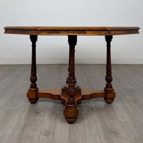 ANTIQUE 19TH CENTURY VICTORIAN BURR WALNUT CENTRE TABLE - ADDITIONAL PHOTO 1