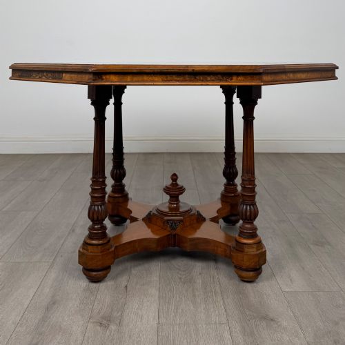 ANTIQUE 19TH CENTURY VICTORIAN BURR WALNUT CENTRE TABLE - ADDITIONAL PHOTO 2