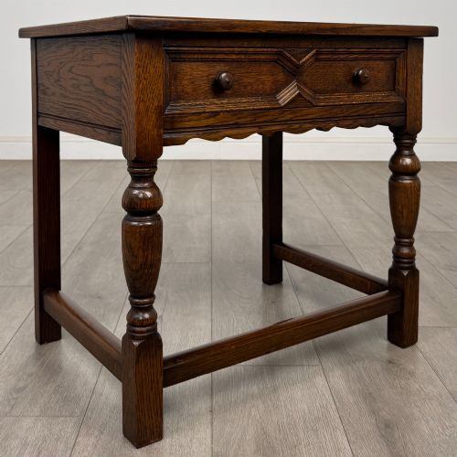 ANTIQUE 20TH CENTURY JACOBEAN STYLE SIDE TABLE IN OAK - ADDITIONAL PHOTO 7