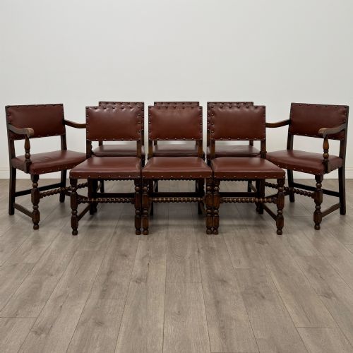 ANTIQUE 20TH CENTURY FINE QUALITY SET OF 8 DINING CHAIRS IN OAK