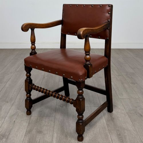 ANTIQUE 20TH CENTURY FINE QUALITY SET OF 8 DINING CHAIRS IN OAK - ADDITIONAL PHOTO 1