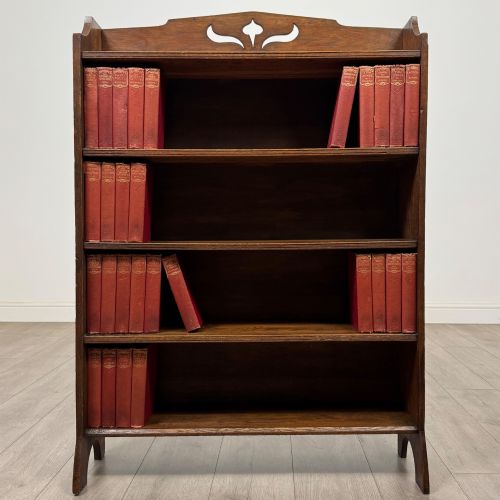 ANTIQUE 20TH CENTURY ARTS CRAFTS OPEN BOOKCASE IN OAK
