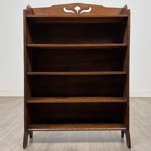 ANTIQUE 20TH CENTURY ARTS CRAFTS OPEN BOOKCASE IN OAK - ADDITIONAL PHOTO 1