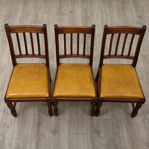 ANTIQUE 20TH CENTURY EDWARDIAN SET OF 6 OAK DINING CHAIRS - ADDITIONAL PHOTO 6